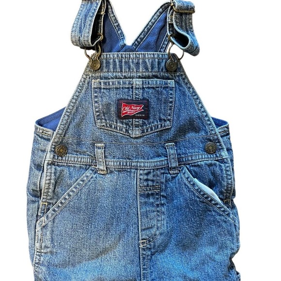 Old Navy Vintage Fleeced Lined Denim Overalls Sz 12-18 Months - Picture 2 of 7